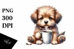 Funny Puppy with Coffee Cup | Sublimation | Clipart Product Image 3