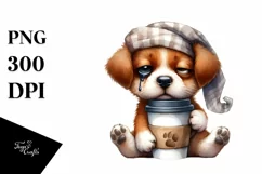 Funny Puppy with Coffee Cup | Sublimation | Clipart Product Image 1