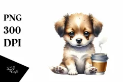Funny Puppy with Coffee Cup | Sublimation | Clipart Product Image 3