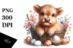 Colorful Baby Highland Cow | Sublimation | Clipart Product Image 1