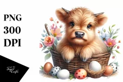 Colorful Baby Highland Cow | Sublimation | Clipart Product Image 1