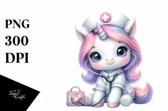 Cute Baby Unicorn Nurse | Sublimation | Clipart Product Image 1
