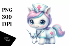 Cute Baby Nurse Unicorn | Sublimation | Clipart Product Image 3