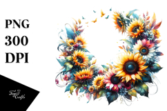 Abstract Vibrant Frame Sunflower Clipart Product Image 1