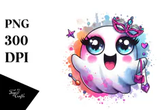 Glam Ghost in Watercolor, Transparent PNG Product Image 1