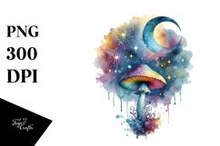Colorful Celestial Mushroom Watercolor Product Image 1