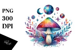 Colorful Celestial Mushroom Watercolor Product Image 1