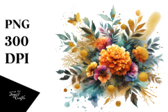 Vibrant Gold Foil Bouquet Clipart Product Image 1