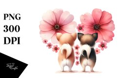 Cute Flower Chihuahua, Watercolor PNG Product Image 1