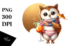 Owl in Beachwear, Transparent PNG Product Image 1