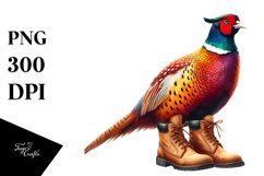 Vibrant Watercolor Pheasant with Boots Product Image 3