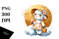 Cute Lamb in Beachwear, Transparent PNG Product Image 1