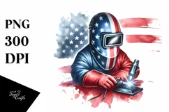 Patriotic Welder Gnome, USA Colors | Sublimation Clipart Product Image 3