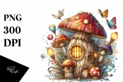 Magical Mushroom with Watercolor Splash PNG Product Image 3