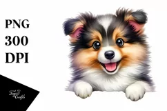 Enthusiastic Funny Collie | Watercolor Clipart Product Image 1