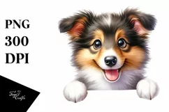 Enthusiastic Funny Collie | Watercolor Clipart Product Image 1
