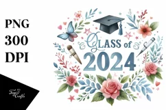 Colorful Watercolor Class of 2024 Text Clipart Product Image 1