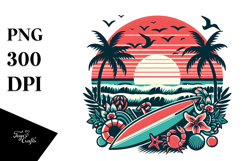 Retro Tropical Beach Surf, PNG Product Image 1