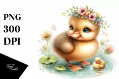 Cute Baby Duck Watercolor PNG Product Image 3