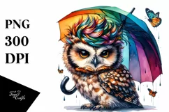 Contempt Baby Owl with Umbrella PNG Product Image 1
