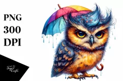 Contempt Baby Owl with Umbrella PNG Product Image 3