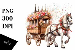Vintage Horse Wagon Confetti Sublimation Clipart Product Image 1