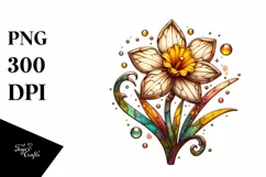 Detailed Stained Daffodil Watercolor Splash | Clipart Product Image 3