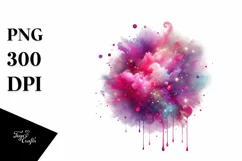 Colorful Magenta Watercolor Splash with Glitery Texture | Product Image 3