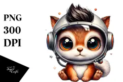 Cute Baby Squirrel with Astronaut Helmet, High-Res PNG Product Image 1