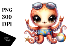 Cute Baby Octopus with Rocker Look, Transparent PNG Product Image 1