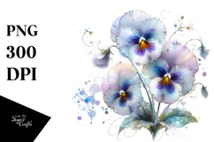 Pansy Watercolor Splash PNG Product Image 1