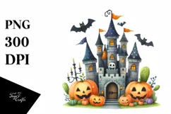 Funny Watercolor Halloween Castle | Clipart Product Image 3