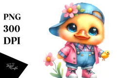 Vibrant Cute Duck with Party Hat PNG Product Image 1