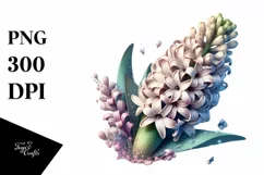 Wooden Hyacinth Watercolor Splash | Sublimation Clipart Product Image 1