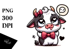 Ridiculously Cute Cow with Bow Tie PNG Product Image 1