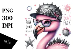 Energetic Baby Flamingo PNG Product Image 1