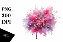 Colorful Magenta Watercolor Splash with Glitery Texture | Product Image 1