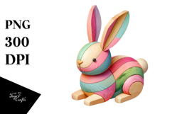 Colorful Bunny Made of Wood, PNG Product Image 1