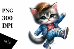 Cute Baby Cat Dancing, Cool Haircut PNG Product Image 1