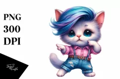 Cute Baby Cat Dancing, Cool Haircut PNG Product Image 1