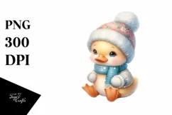 Pastel Duck Sitting on Snowflake, Transparent PNG Product Image 3