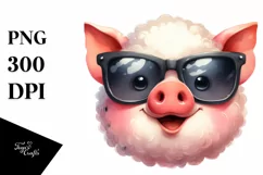Funny Pig with Sunglasses Clipart PNG Product Image 3