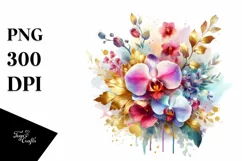 Colorful Abstract Bouquet with Orchid | Clipart Product Image 1