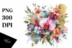 Colorful Abstract Bouquet with Orchid | Clipart Product Image 3