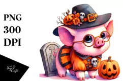 Colorful Baby Pig Halloween Clipart Product Image 1