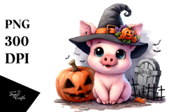 Vibrant Baby Pig Halloween Clipart Product Image 1
