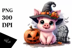 Vibrant Baby Pig Halloween Clipart Product Image 3