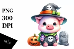 Cute Baby Pig Halloween Sublimation Clipart Product Image 1