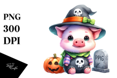 Cute Baby Pig Halloween Sublimation Clipart Product Image 1
