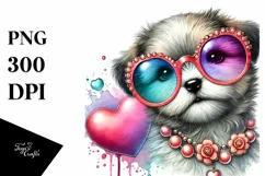 Detailed Puppy with Hearts PNG Product Image 1